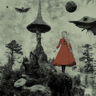 Pilgrim Nebula style, Midjourney V6.1: retro fairy-tale illustration