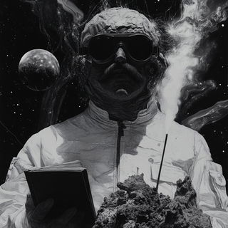 Pilgrim Nebula style, Midjourney V6.1: editorial illustration for popular scientific magazine cover