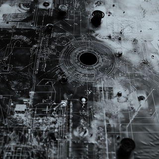 Pilgrim Nebula style, Midjourney V6.1: technical infrastructure blueprint schematics