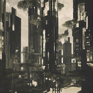 Sprocket Weather style, Midjourney V6.1: megacity with futuristic bioarchitecture