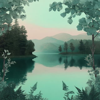 Washink style, Midjourney V6.1: realistic landscape photograph of quiet dawn