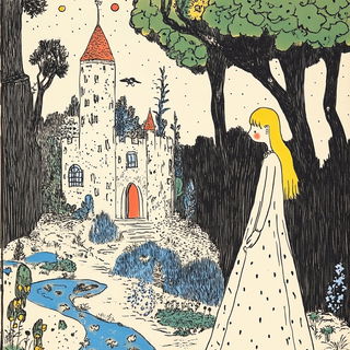 Draperigration style, Midjourney V6.1: retro fairy-tale illustration