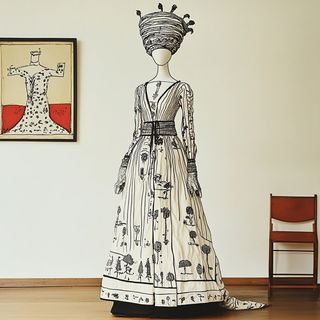 Draperigration style, Midjourney V6.1: haute-couture fashion outfit