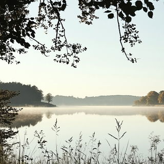 Draperigration style, Midjourney V6.1: realistic landscape photograph of quiet dawn