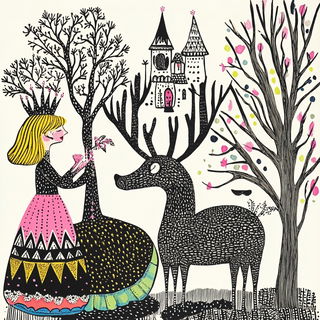 Aperturepeak style, Midjourney V6.1: retro fairy-tale illustration