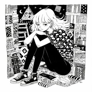 Aperturepeak style, Midjourney V6.1: black-and-white manga comic strip