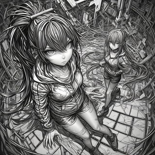 Vatburst Botanics style, Midjourney V6.1: black-and-white manga comic strip