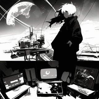 Fableclad style, Midjourney V6.1: black-and-white manga comic strip