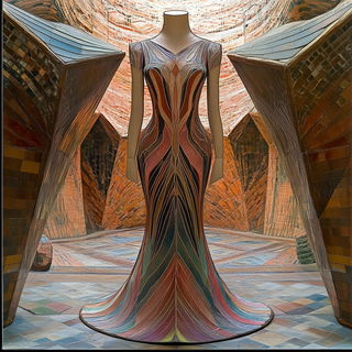 Noctuid Signal style, Midjourney V6.1: haute-couture fashion outfit