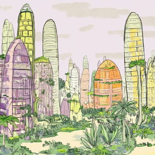 Campyromyth style, Midjourney V6.1: megacity with futuristic bioarchitecture