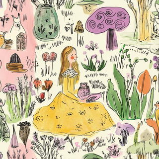 Campyromyth style, Midjourney V6.1: retro fairy-tale illustration
