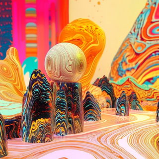 Brushspark style, Midjourney V6.1: abstract 3D render