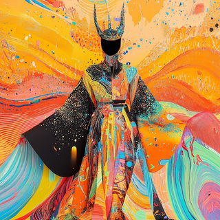 Brushspark style, Midjourney V6.1: haute-couture fashion outfit