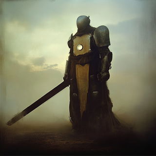 Aureate Marblery style, Midjourney V6.1: concept art character design of retropunk steam knight