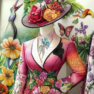 Puppetglow style, Midjourney V6.1: haute-couture fashion outfit