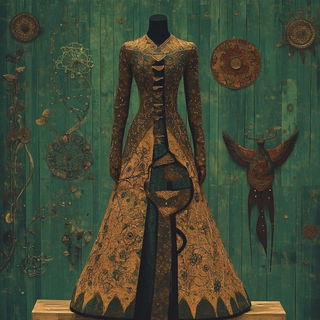 Pedimentype style, Midjourney V6.1: haute-couture fashion outfit