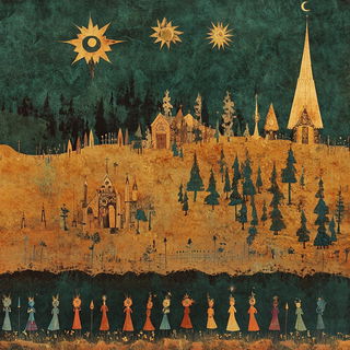 Pedimentype style, Midjourney V6.1: traditional folk art