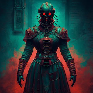 Cream Gaze style, Midjourney V6.1: concept art character design of retropunk steam knight