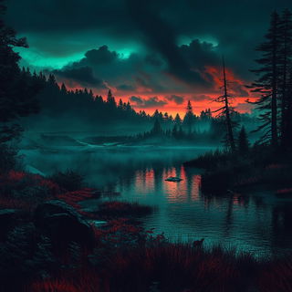 Cream Gaze style, Midjourney V6.1: realistic landscape photograph of quiet dawn