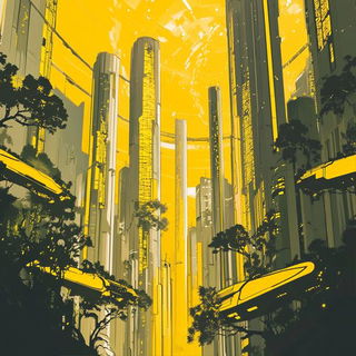 Swellcut style, Midjourney V6.1: megacity with futuristic bioarchitecture