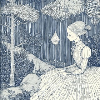 Seafoam Screenwash style, Midjourney V6.1: retro fairy-tale illustration