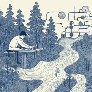 Seafoam Screenwash style, Midjourney V6.1: editorial illustration for popular scientific magazine cover