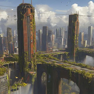 Canalpatch style, Midjourney V6.1: megacity with futuristic bioarchitecture