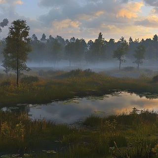 Canalpatch style, Midjourney V6.1: realistic landscape photograph of quiet dawn