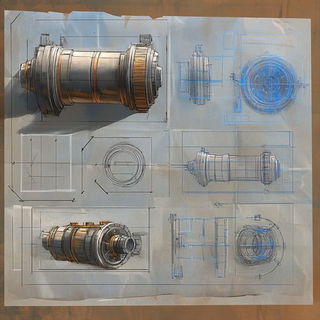 Canalpatch style, Midjourney V6.1: technical infrastructure blueprint schematics