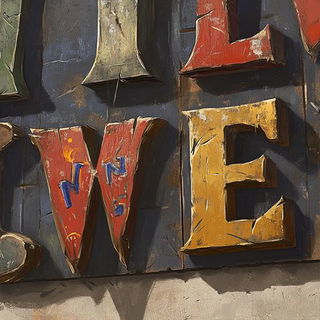Canalpatch style, Midjourney V6.1: typographic composition with large letters