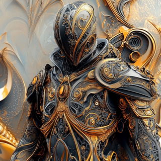 Lyrid Cascade style, Midjourney V6.1: concept art character design of retropunk steam knight