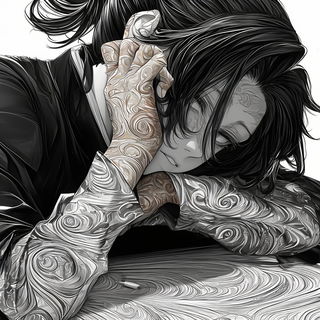 Lyrid Cascade style, Midjourney V6.1: black-and-white manga comic strip