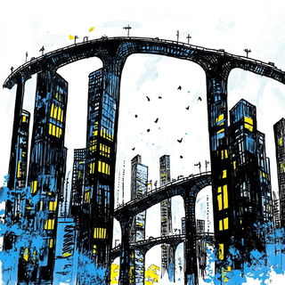 Tidecrest Armorial style, Midjourney V6.1: megacity with futuristic bioarchitecture