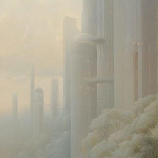 Pyrochromism style, Midjourney V6.1: megacity with futuristic bioarchitecture