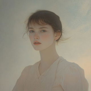 Pyrochromism style, Midjourney V6.1: photographic portrait of female protagonist