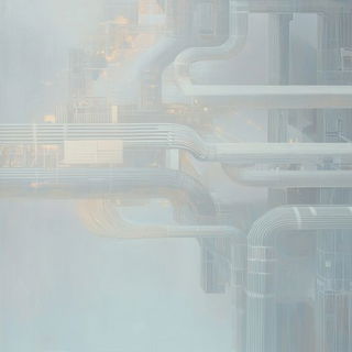 Pyrochromism style, Midjourney V6.1: technical infrastructure blueprint schematics