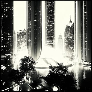 Portalneedle style, Midjourney V6.1: megacity with futuristic bioarchitecture