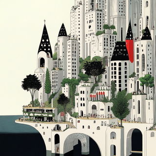 Oroboros Brocade style, Midjourney V6.1: megacity with futuristic bioarchitecture