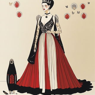 Oroboros Brocade style, Midjourney V6.1: haute-couture fashion outfit