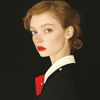 Oroboros Brocade style, Midjourney V6.1: photographic portrait of female protagonist