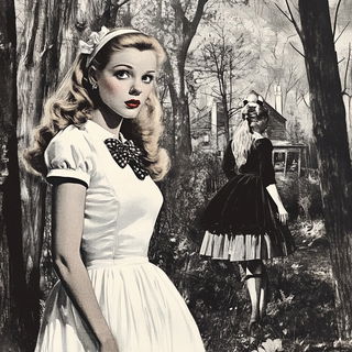 Afterglow Monoliths style, Midjourney V6.1: retro fairy-tale illustration