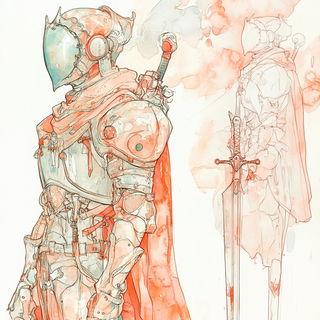 Erosion Fablework style, Midjourney V6.1: concept art character design of retropunk steam knight