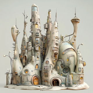 Marinerocurlic style, Midjourney V6.1: megacity with futuristic bioarchitecture