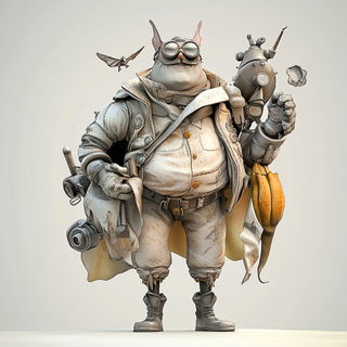 Marinerocurlic style, Midjourney V6.1: concept art character design of retropunk steam knight