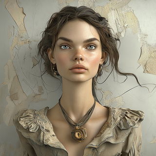 Marinerocurlic style, Midjourney V6.1: photographic portrait of female protagonist