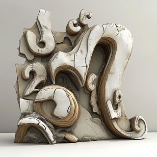 Marinerocurlic style, Midjourney V6.1: typographic composition with large letters