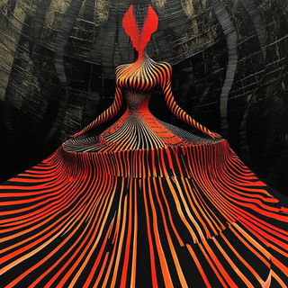 Chiaroscuro Masquerade style, Midjourney V6.1: haute-couture fashion outfit