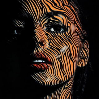 Chiaroscuro Masquerade style, Midjourney V6.1: photographic portrait of female protagonist
