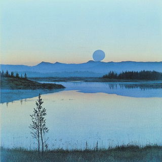 Vitrified Wildling style, Midjourney V6.1: realistic landscape photograph of quiet dawn