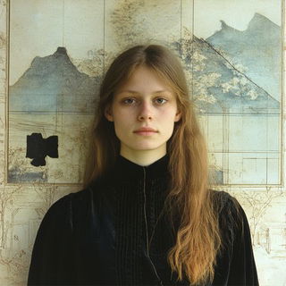 Vitrified Wildling style, Midjourney V6.1: photographic portrait of female protagonist